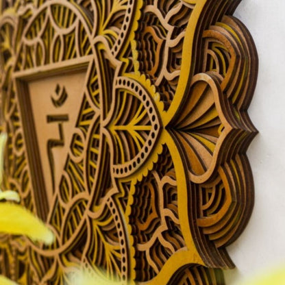 Manipura Mandala Wooden Art